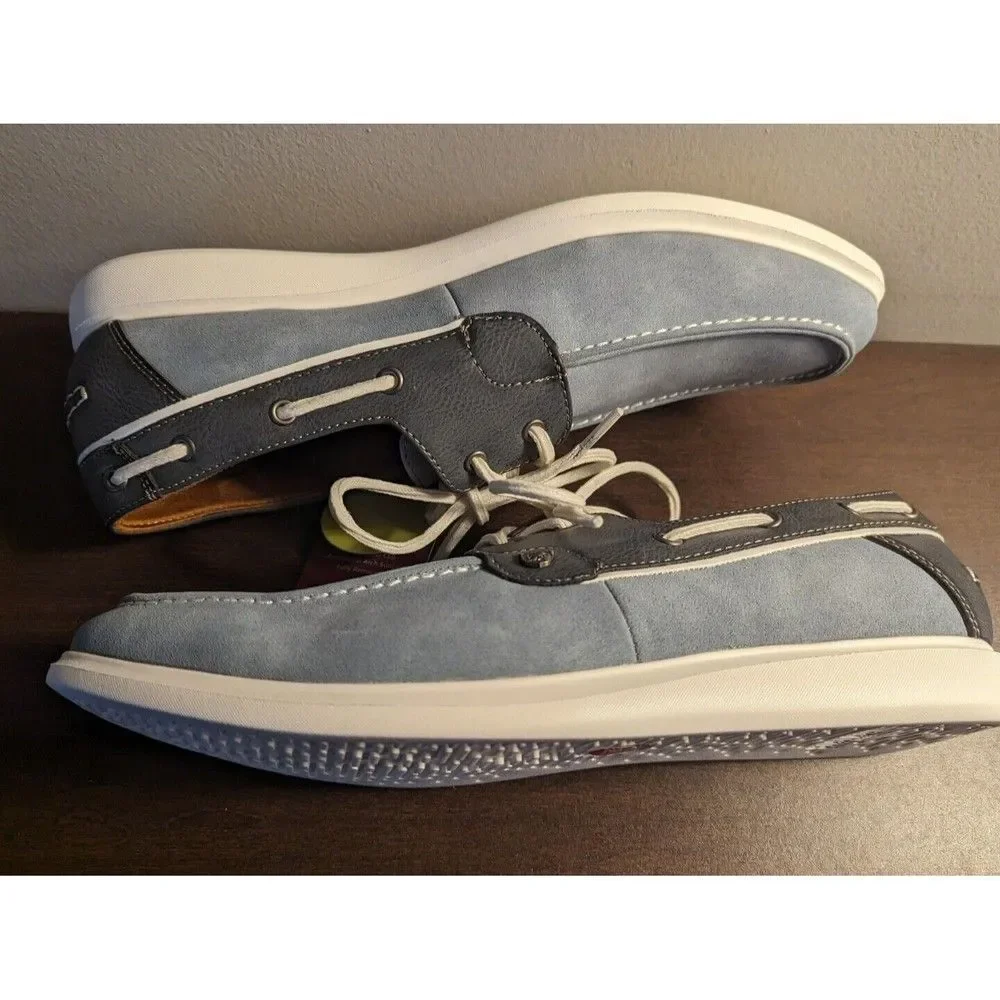 Stacy Adams Reid Moc Toe Lace Up Boat Shoes 10M Lightweight Light Blue 25592-465